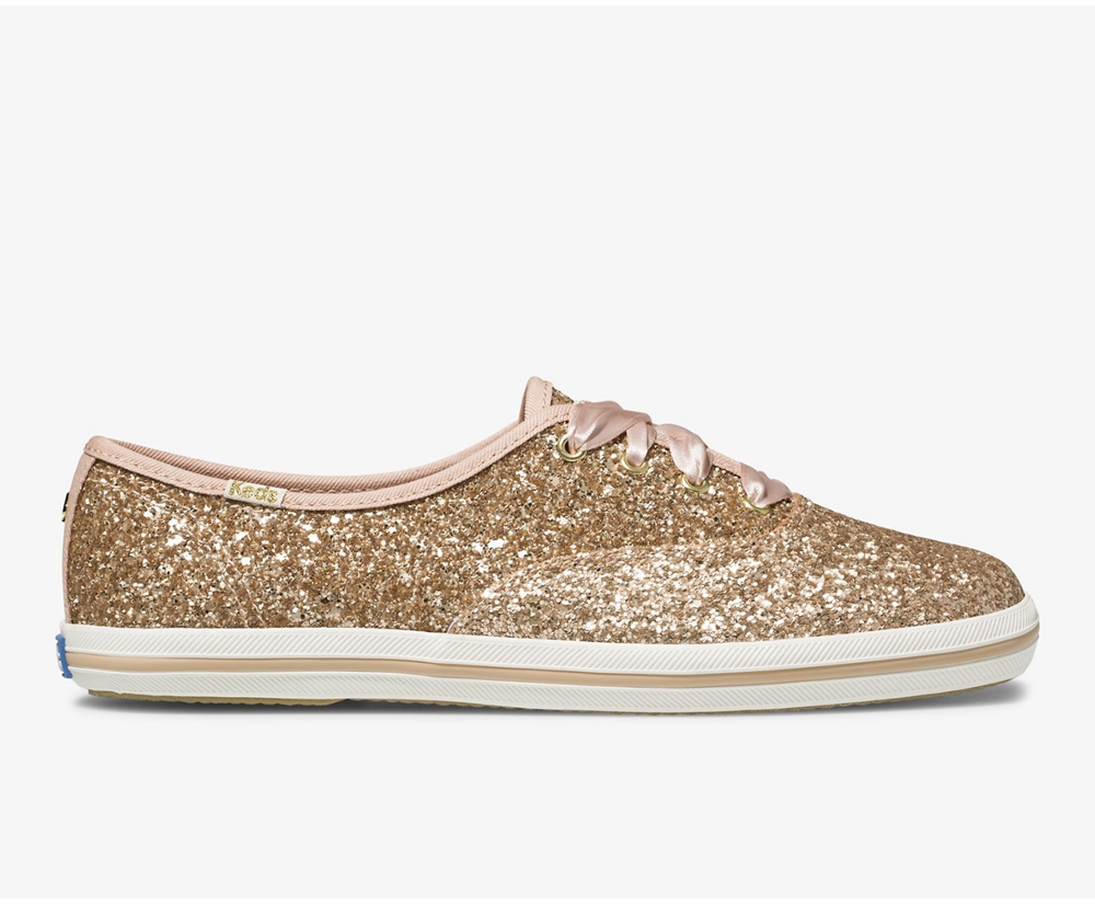 Keds Sneakers Rose Gold - Kate Spade new york Champion Glitter - Womens EQMSFK-098